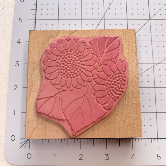 Large Sunflower Leaf Rubber Stamp Nature Connors Collectibles Craft Card Making - Picture 4 of 4